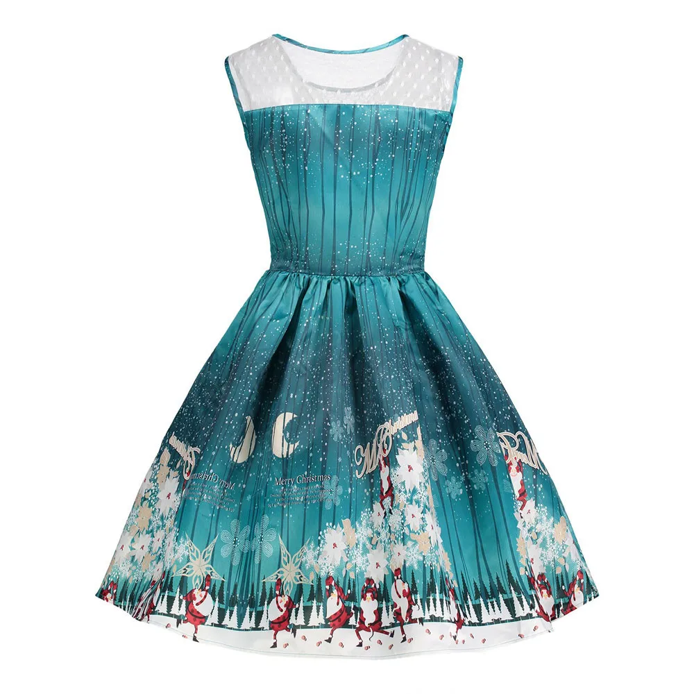 Платье для женщин женские платья vestidos de Christmas снежный Санта Клаус винтажная