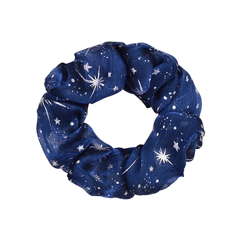 

Girls Elastic Rubber Bands Shiny Star Chiffon Hair Ring Solid Color Hairband Lady Headband Ponytail Holder Soft Hair Accessories