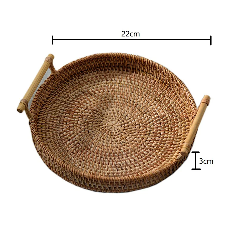 

Rattan Round Snack Plate Fruit Platter Serving Tray Creative Plates Snacks Nuts Dessert Storage Box Hand-made Storage Container
