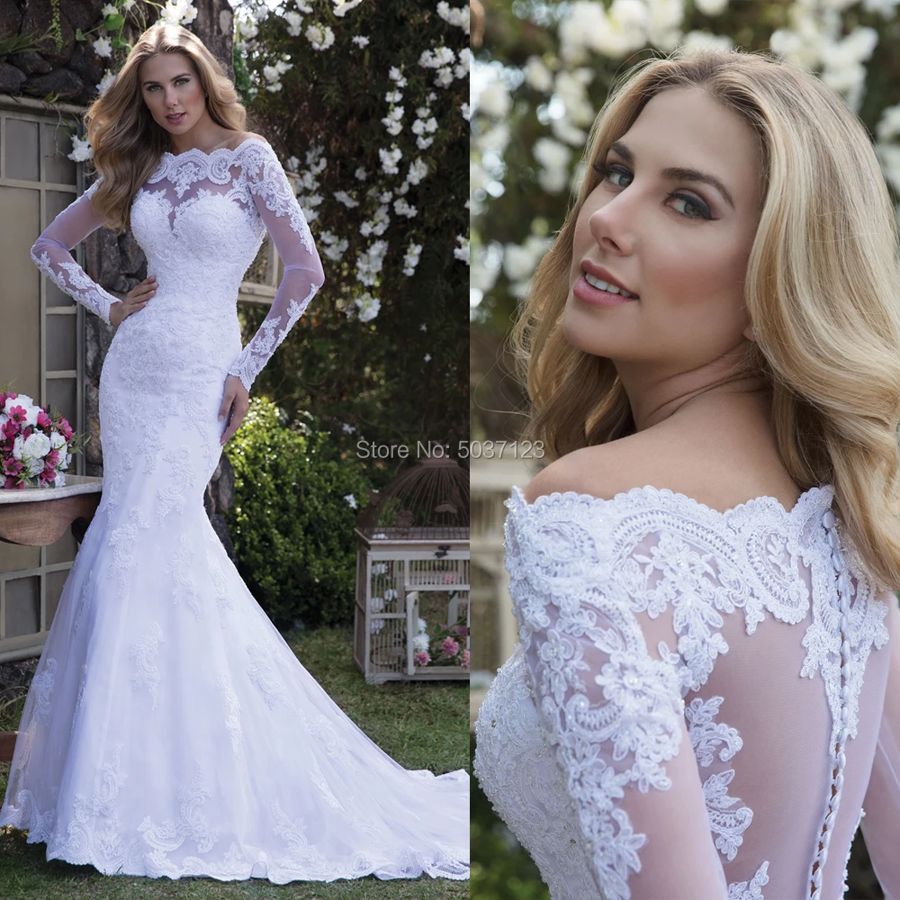 Роскошные свадебные платья-русалки с длинным рукавом 2021 сексуальное кружевное