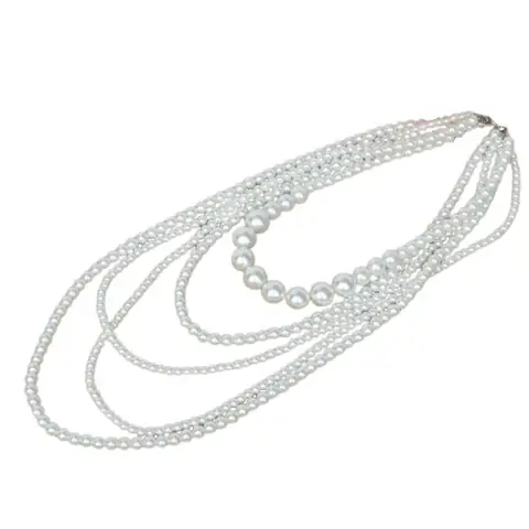 Ожерелье с имитацией жемчуга, длинное пятислойное ожерелье, стильная цепочка для свитера