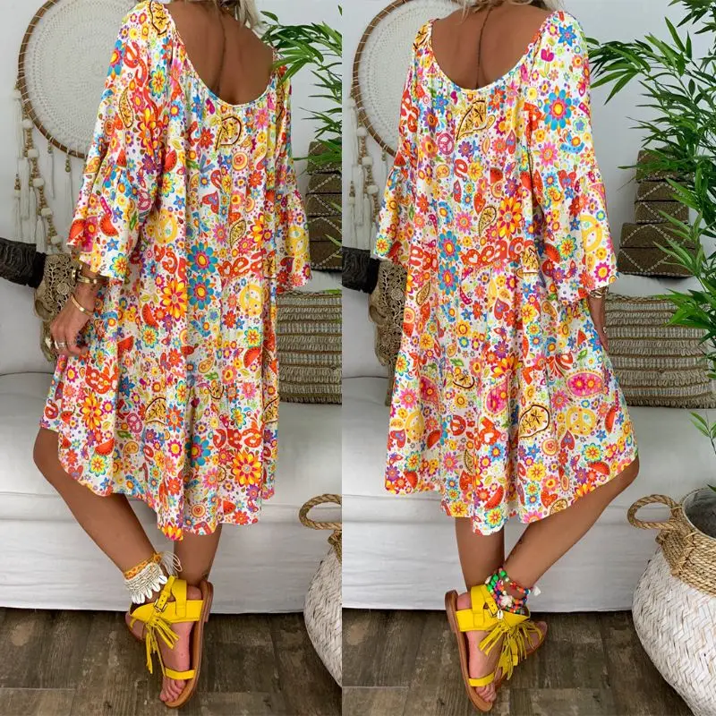 2021 New Number Print Short Sleeve Dresses for Women Summer Casual Solid O-neck Dresses New Loose White Dress Sundress Robe Mini
