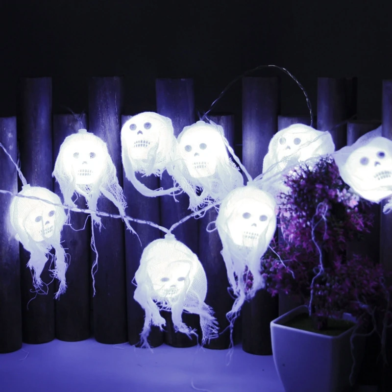

5M Skull String Halloween Lights Spooky Ghost LED Lantern Battery Powered Decor