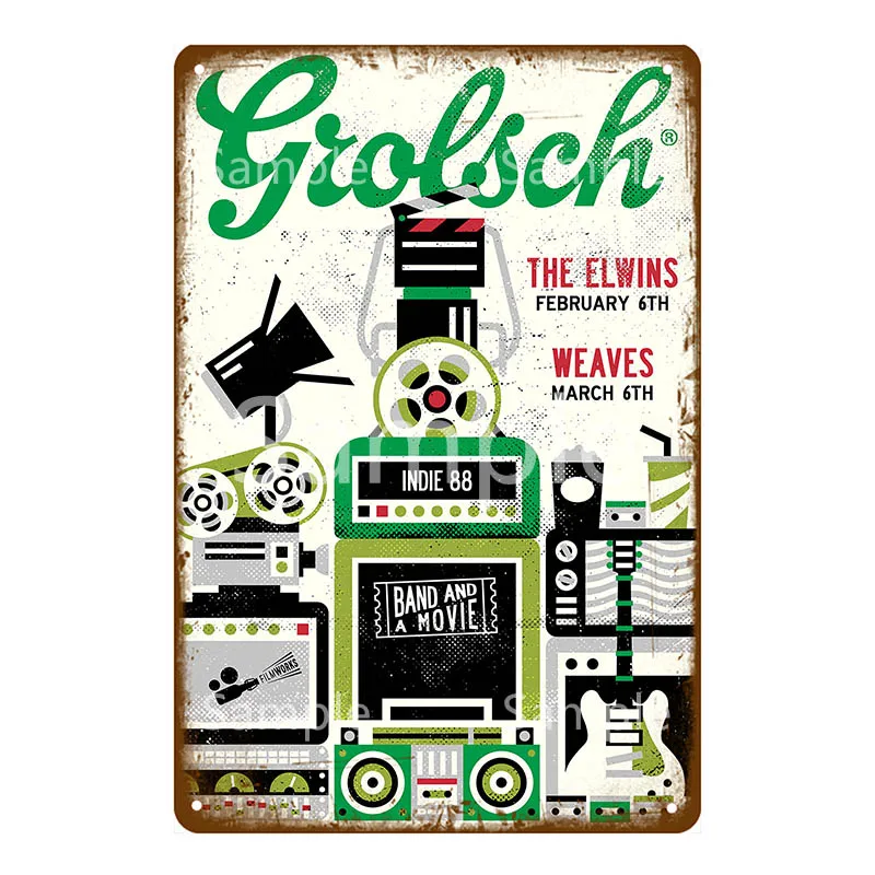 Лимон с твист Grolsch наклейки поилка винтажные металлические жестяные знаки пивной