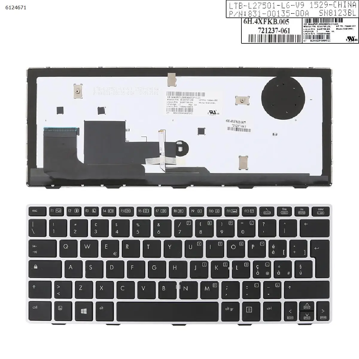 

Italian Layout New Replacement Keyboard for HP EliteBook Revolve 810 G1 810 G2 810 G3 Laptop Silver Frame Backlit Backlight