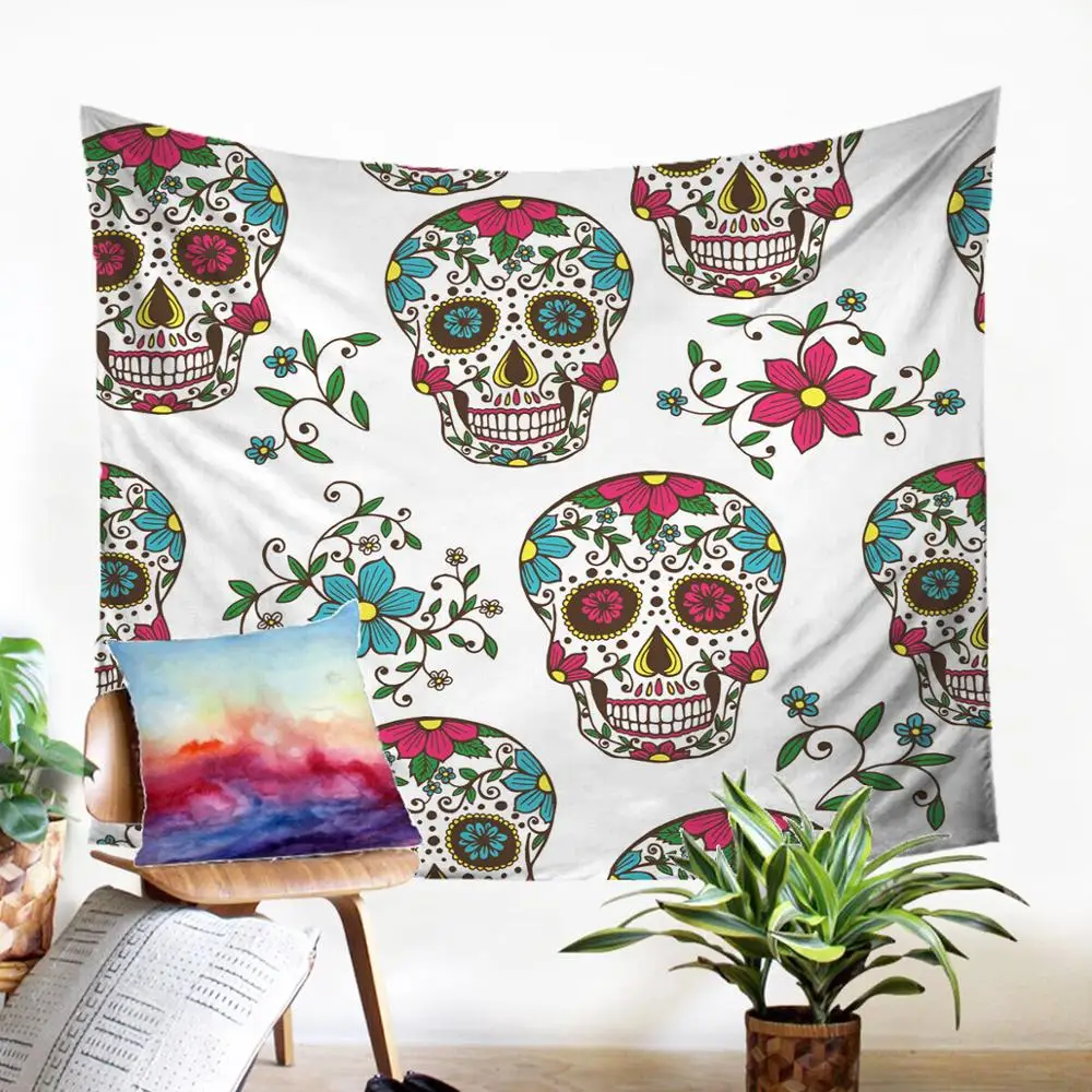 Большой Настенный Гобелен Fabic домашний текстиль страшный узор в виде черепа