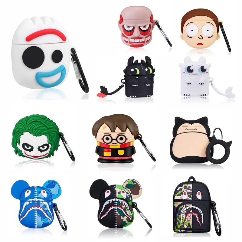 

Cartoon Funny Cute Silicone Case For Apple Air Pods 1 2 Case 3D For Airpod Case Wireless Charging Soft Cover Box