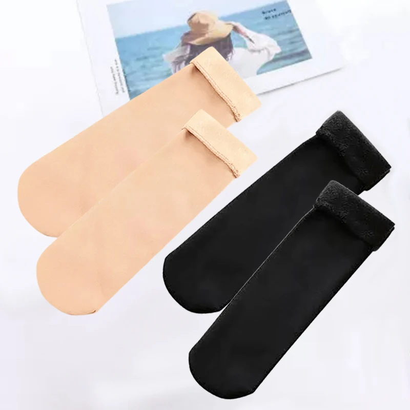 10 Pairs Winter Warm Soft Cashmere Wool Snow Socks Women Winter Thermal Socks Black Khaki Velvet Boots Floor Socks Ladies
