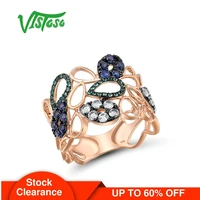vistoso 9k 375 rose gold hollow ring for lady lab created sapphire emerald white sapphire glamorous glittering fine jewelry