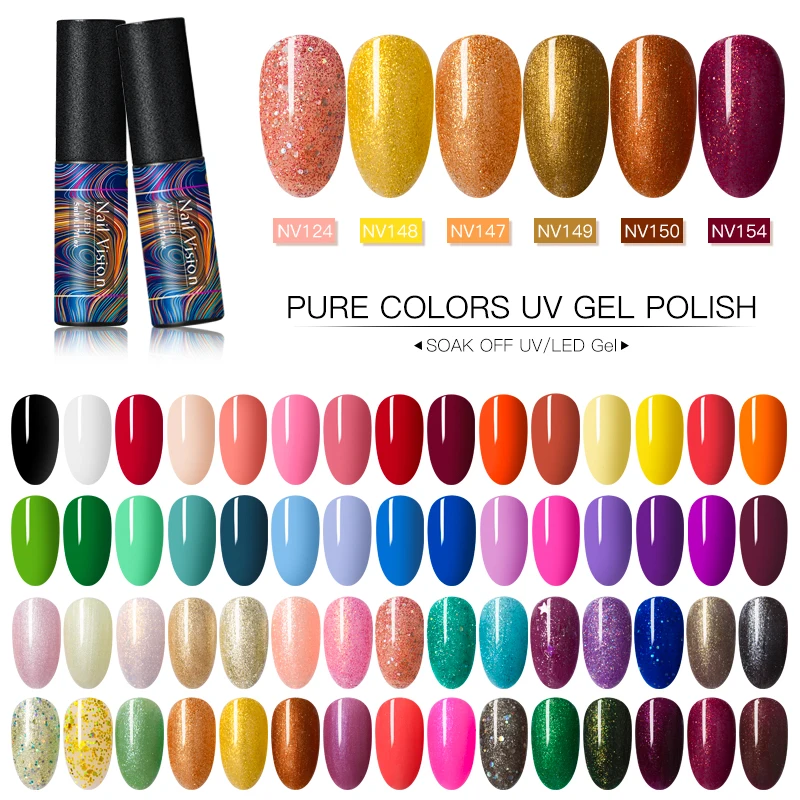

Nail Vision 5ml UV Gel Nail Polish For Manicure 176 Colors Gel Lacquer Semi Permanent Nail Art Gel Varnish DIY Design Tools