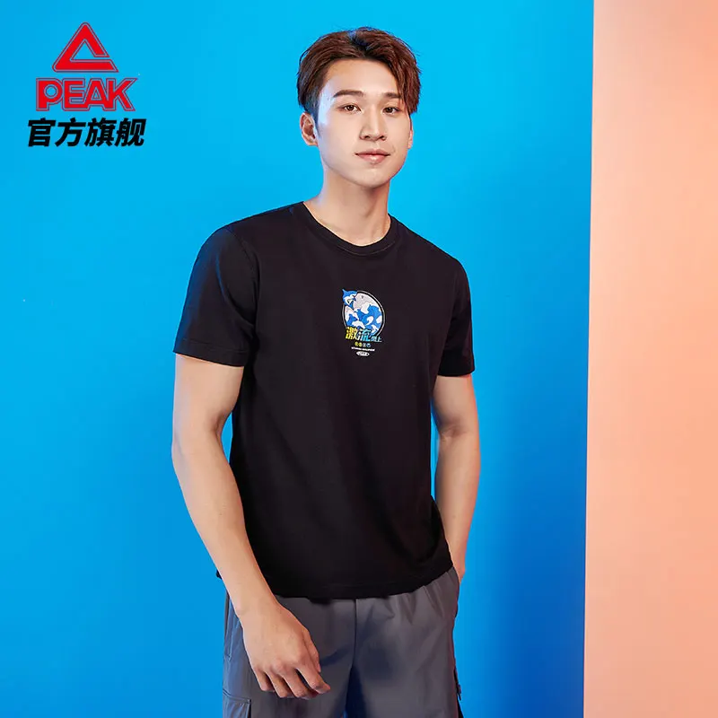 

Мужская короткая футболка Peak с круглым вырезом, Новинка лета 2021, дышащий Удобный спортивный Повседневный Топ