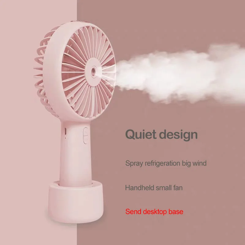 

Portable Mini Handheld Fan with Base USB Charging Office Spray Humidifier Desktop Small Fan Home Outdoor Travel Mute Cooling Fan