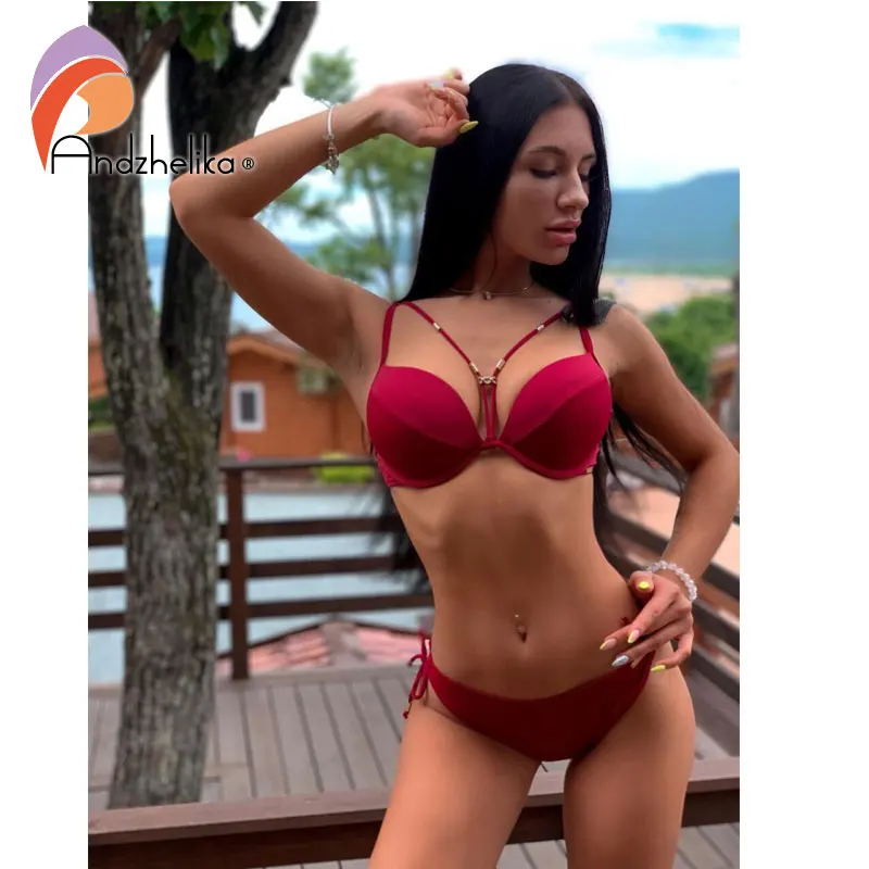 Andzhelika bikini женский купальник бикини с плотной чашкой и эффектом пуш апп AK5922-2