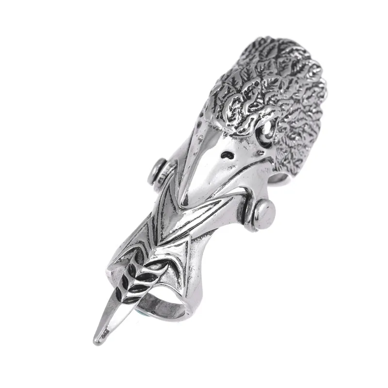 

2021 New Cool Men's Punk Gothic Rock Scroll Joint Armor Knuckle Metal Full Finger Eagle Head Ring Personalized Women's Jewelry
