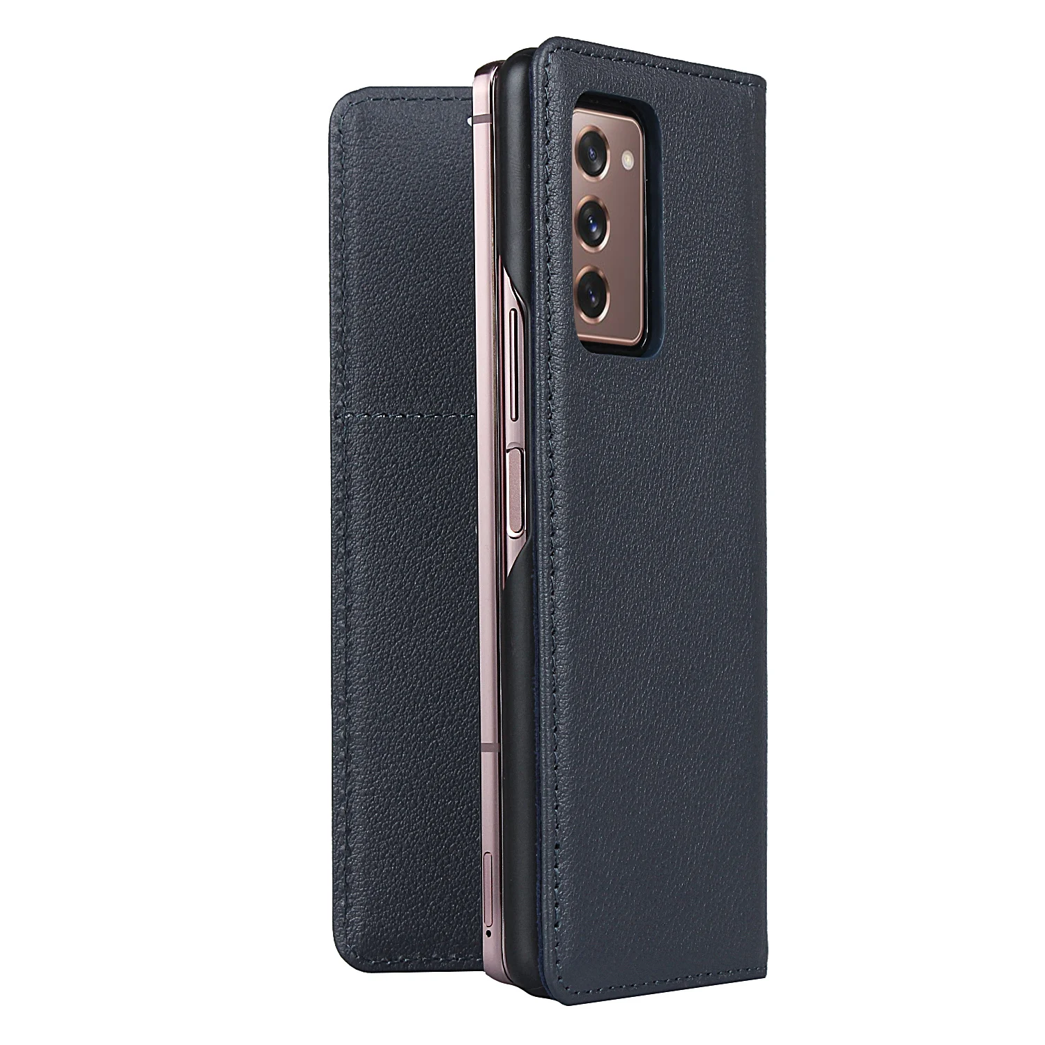 for samsung galaxy z fold 2 5g cover small lychee pattern genuine leather magnetic flip phone case z fold 2 black blue red green free global shipping