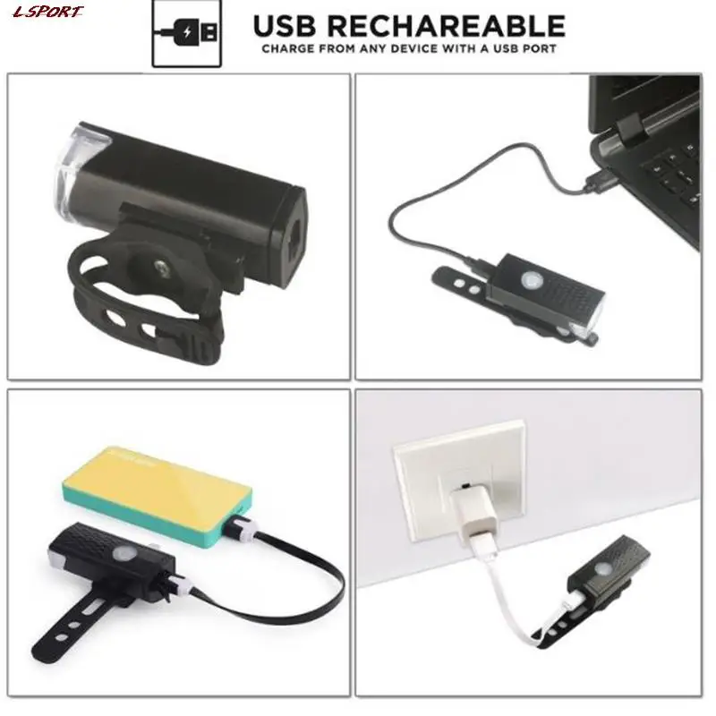 

Rechargeable Bicycle LED Lights USB Headlight + Rear Taillight Warning Lights