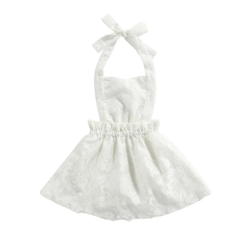 

Комбинезон с лямкой на шее для новорожденных, с кружевными украшениями, изысканная летняя одежда принцессы в милом стиле с оборками