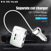12v 24v car charger usb auto charging cigarette lighter socket double qc3 0 usb fast charging 3 sockets splitter power adapter