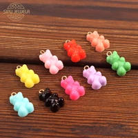 10pcs colorful cute resin bear charms for diy necklace bracelet jewelry cartoon bears animal pendant jewellery making wholesale