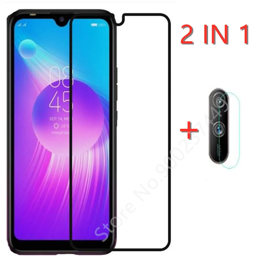 

Чехол 2 в 1 + закаленное стекло для камеры для Tecno Spark Go, защитное стекло 6,1 дюйма для телефона Tecno Spark Go 2019 9H, Полное стекло