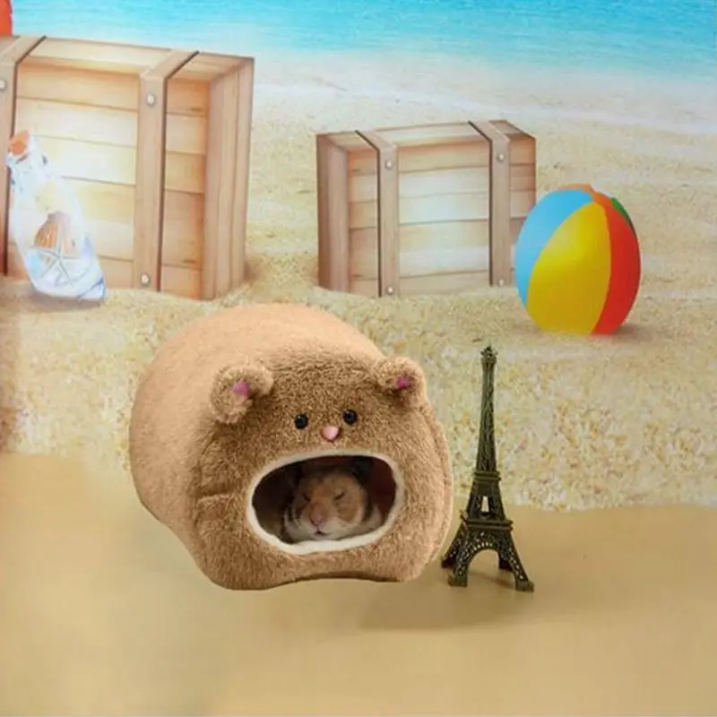 Домик для мелких меховых животных JEYL Rats Hamster Winter Warm Hanging Cage Hammock Cute Bear House with Bed Mat.