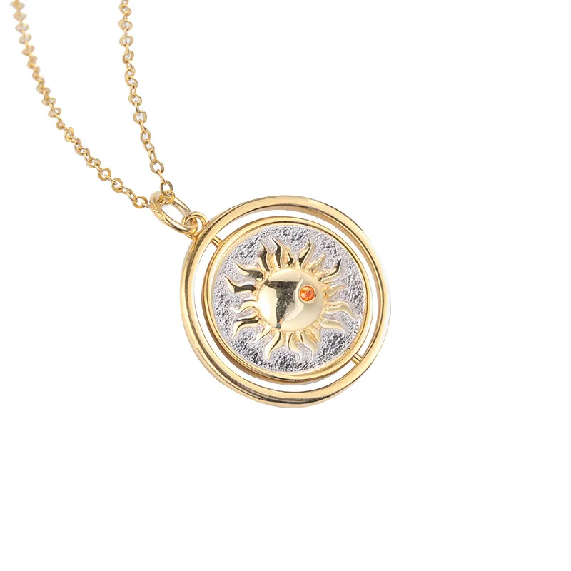 

Round Necklace Pendants For Women Sterling Silver Gold Geometric Sun Moon Shape Necklaces & Pendants Fine Jewellery Gift