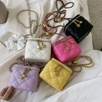 lattice square box crossbody bag fashion new high quality pu leather womens designer handbag chain shoulder messenger bag