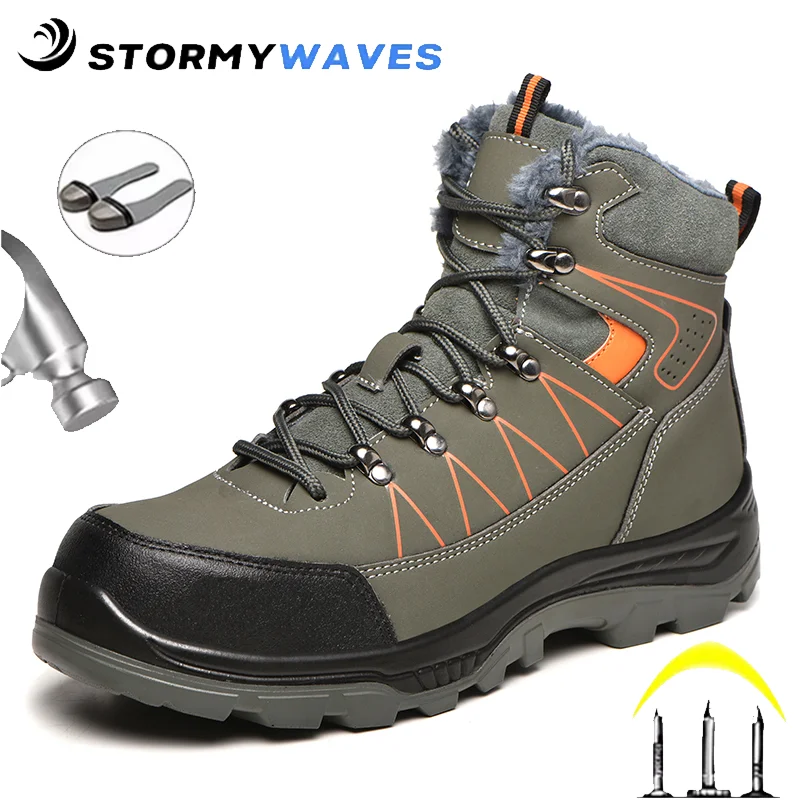 

Autumn Winter Men Steel Toe Work Safety Shoes Lightweight Breathable Reflective Sneaker Prevent Piercing Women Protective Boots