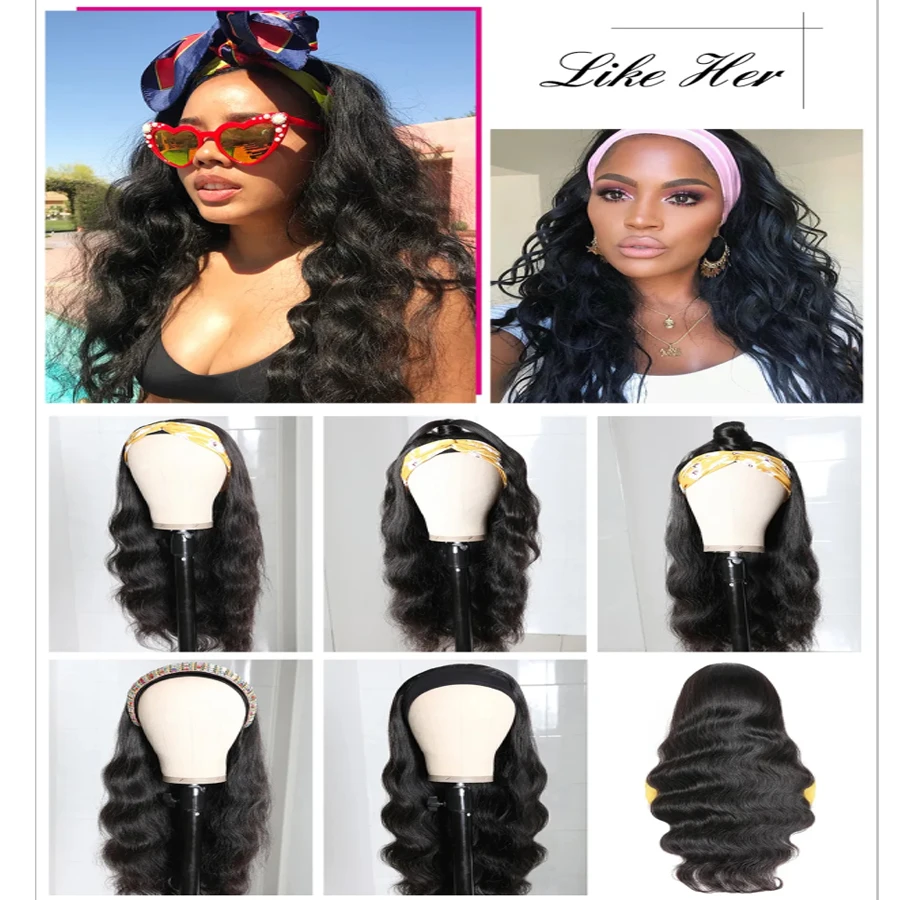 Объемные волнистые человеческие волосы рабочая бразильская повязка на голову