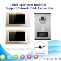 RFID Access Unlock Door Intercom 7 Inch Monitor No Power Wired Network Cable Apartment Video Door Phone Doorbell Intercom Kit