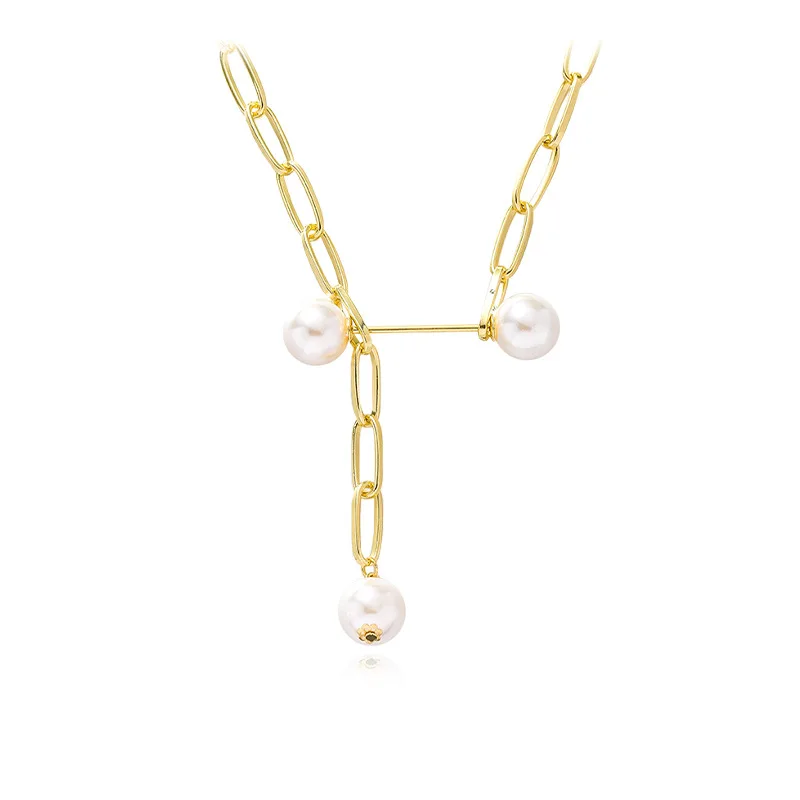 

YANGLIUJIA New Fashion Of Pearls Pendant Necklace Female 2021 Contracted Punk Adjustable Necklace Retro Women Party Decorations