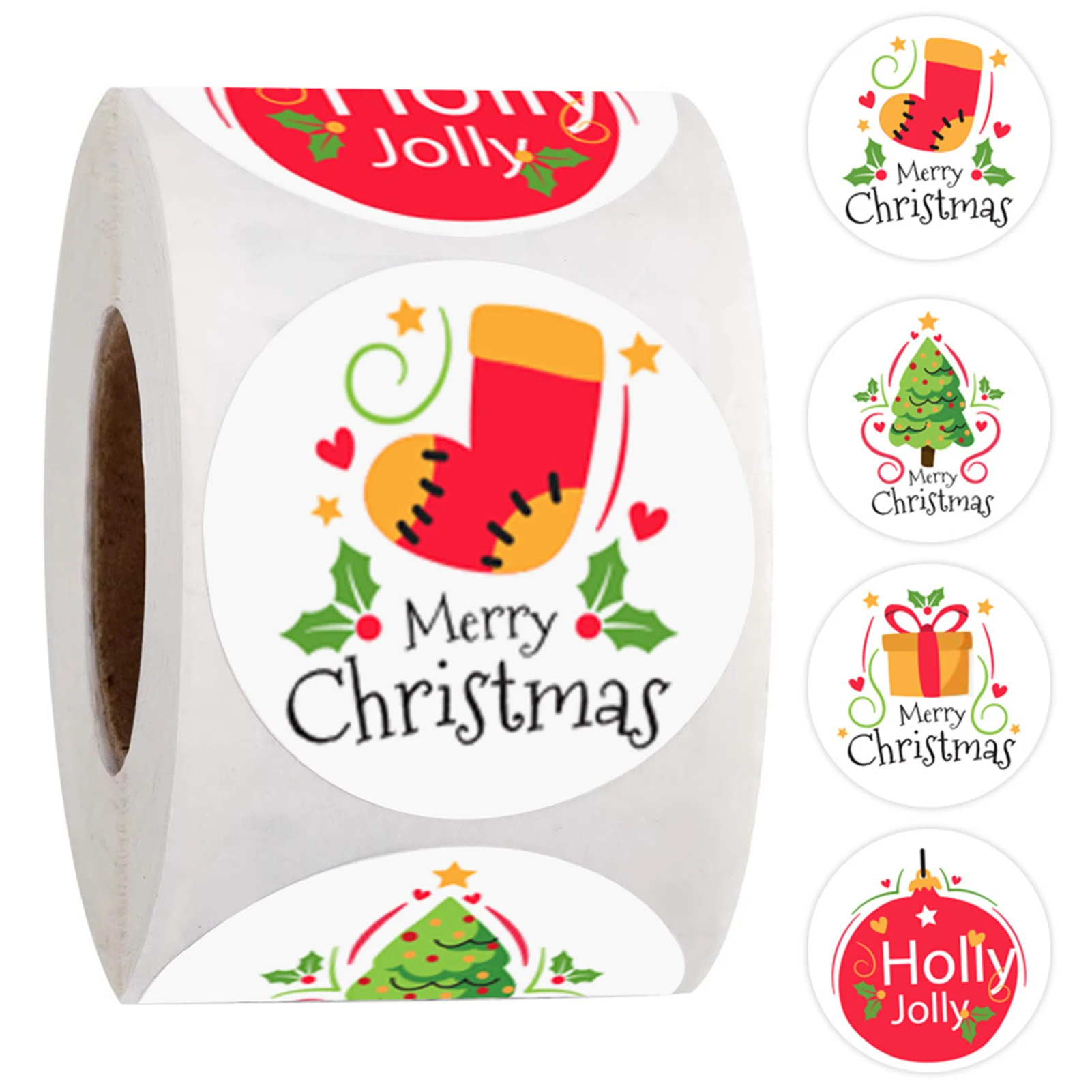 

500 Pcs/roll Christmas Stickers 4 Patterns Packaging Sealing Stickers For Birthday Christmas Gift Envelope Decoration Cozy