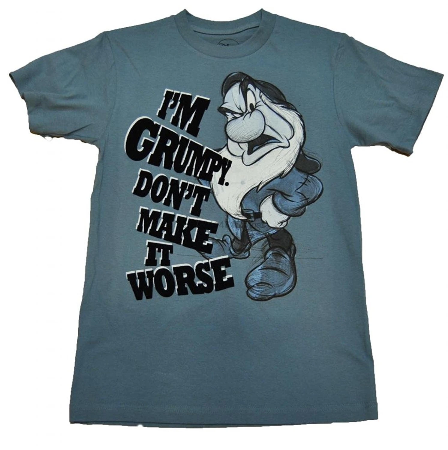 100% I100 % m Grumpy футболка с изображением гнома из хлопка Sketched Blue XL|Мужские футболки| |