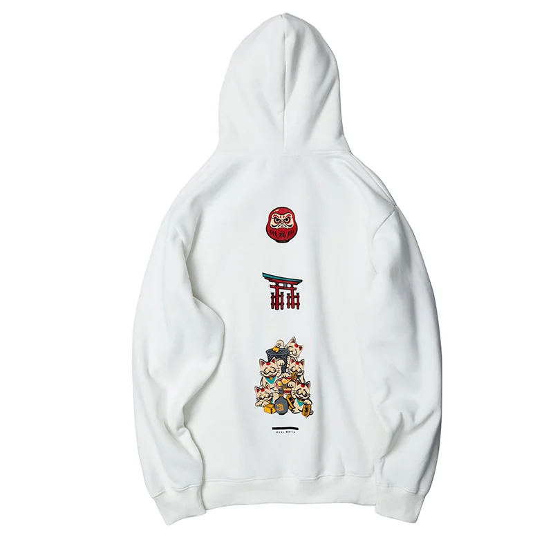 2019 Men Hip Hop Hoodie Sweatshirt Fortune Cat Japanese Streetwear Harajuku Hoodies Pullover Cotton Autumn Hooded New | Мужская одежда