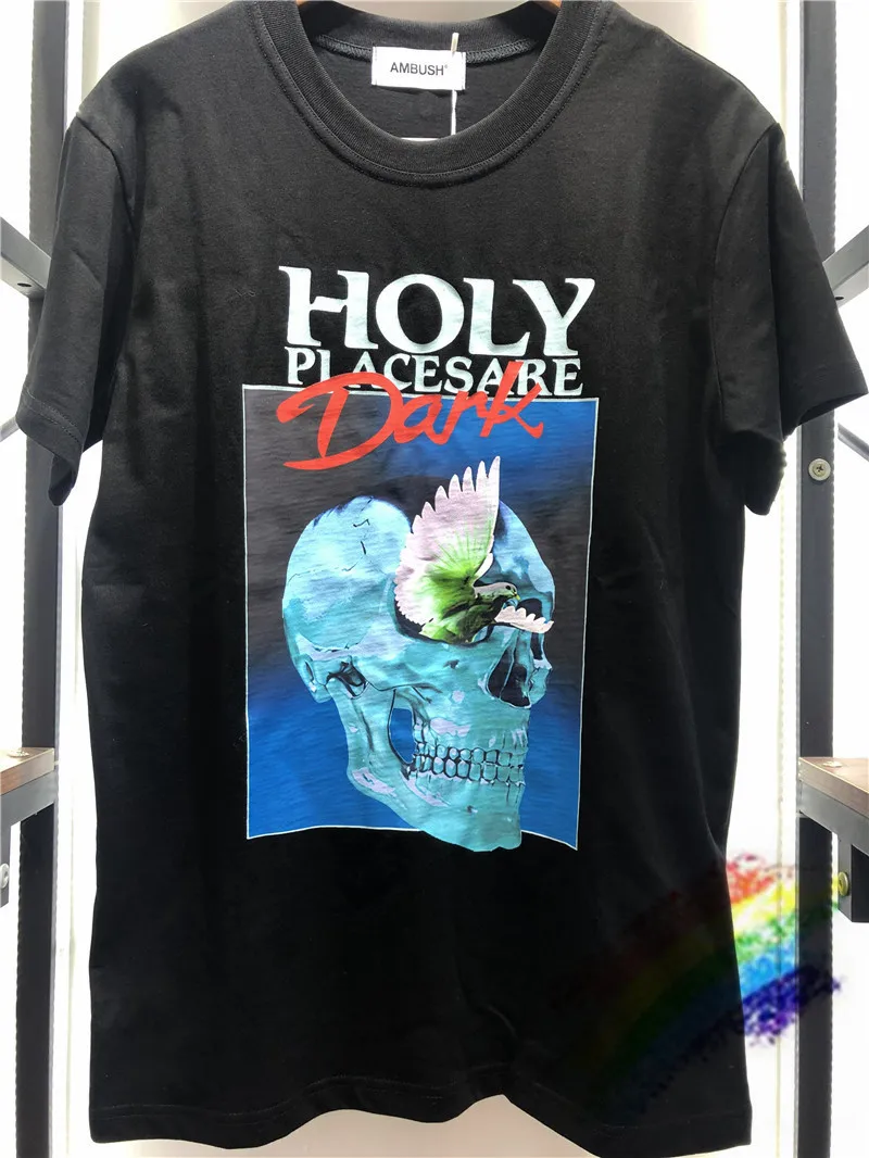 

Ambush T-shirt Men Women Holy Places ARE Dark AMBUSH Tee Tops Peace Pigeon Skull Printed Short Sleeve