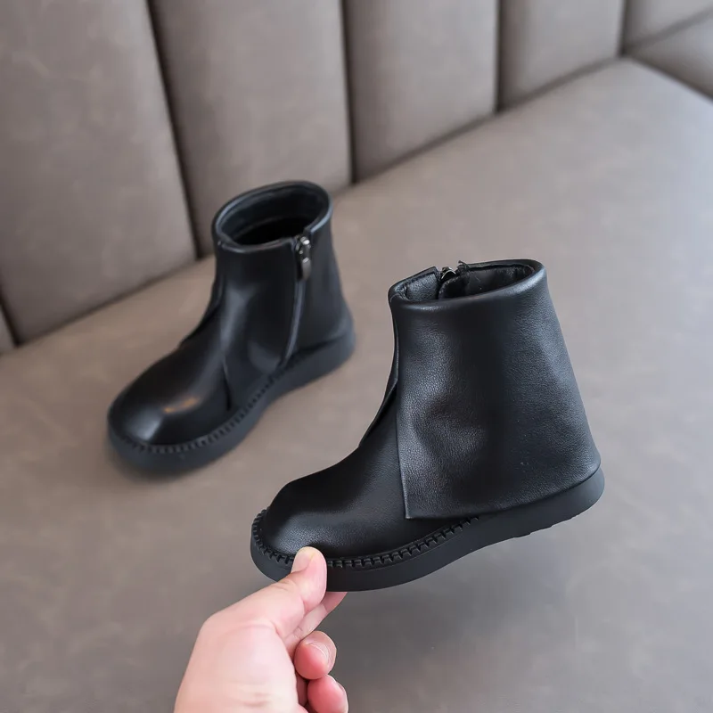 

Autumn and Winter Girls Casual Genuine Leather Martin Boots Princess Soft-soled Boots Children Shoes