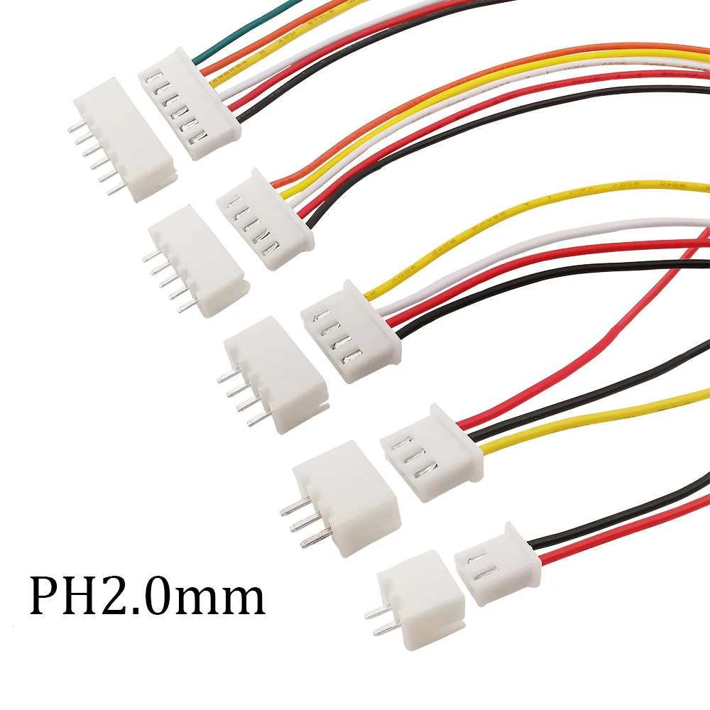 5 компл./лот JST PH XH соединители для проводов PH2.0mm XH2.54mm 2P 3P 4P 5P 6P Удлинительный кабель