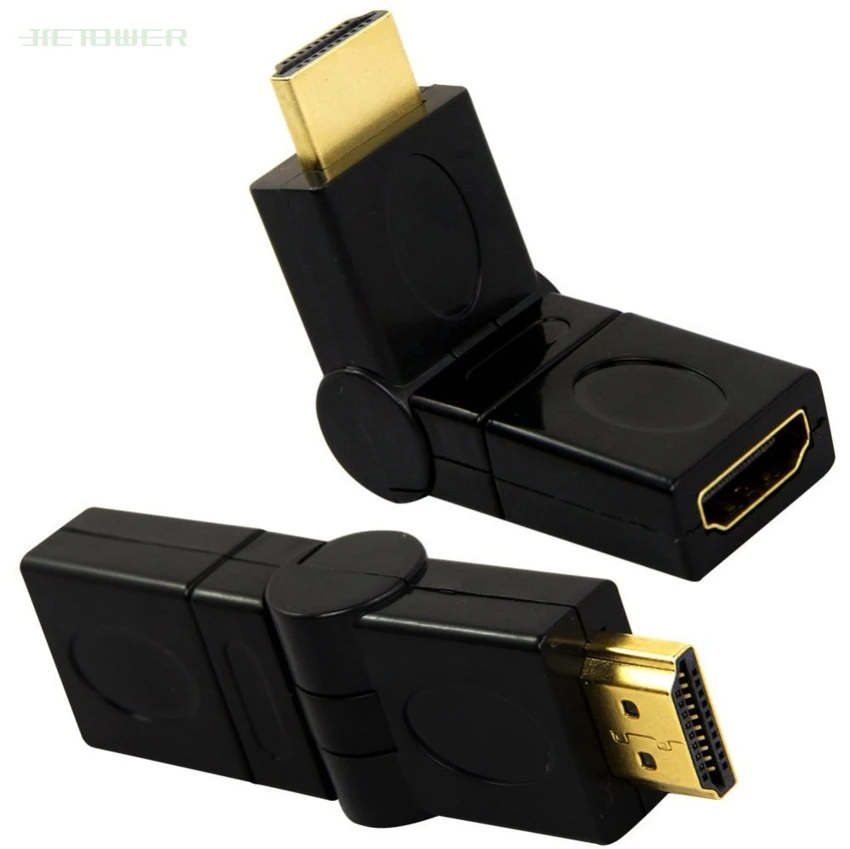 

30pcs/lot HDMI Cable Adapter Converters HDMI 1.4 Angled Type HDMI Male to Female 90 180 360 Degree Rotating Adapter