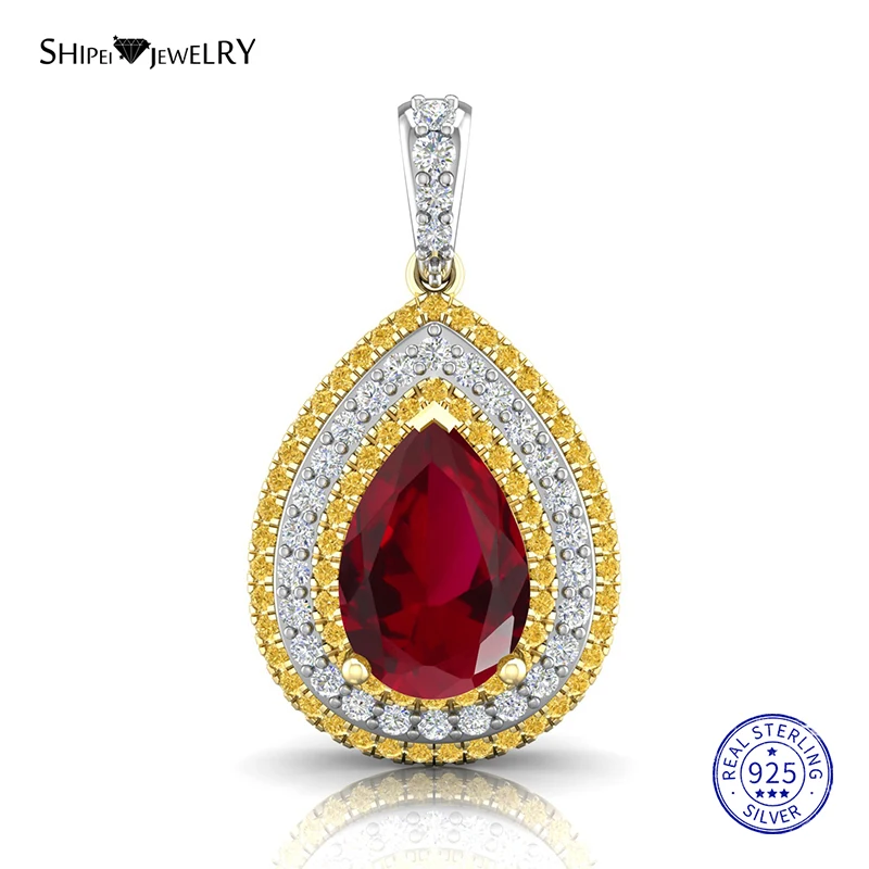Женское Ожерелье-капелька Shipei рубиновое ожерелье из стерлингового серебра 925