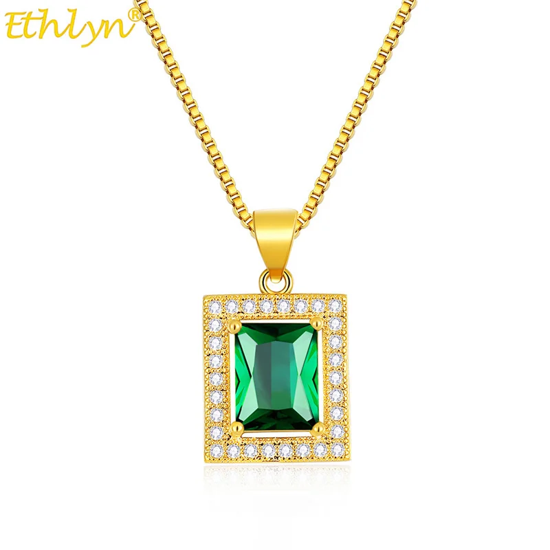 Этилин Золотой Цвет Прямоугольник Зеленый/Синий/Белый хрустальный кулон из
