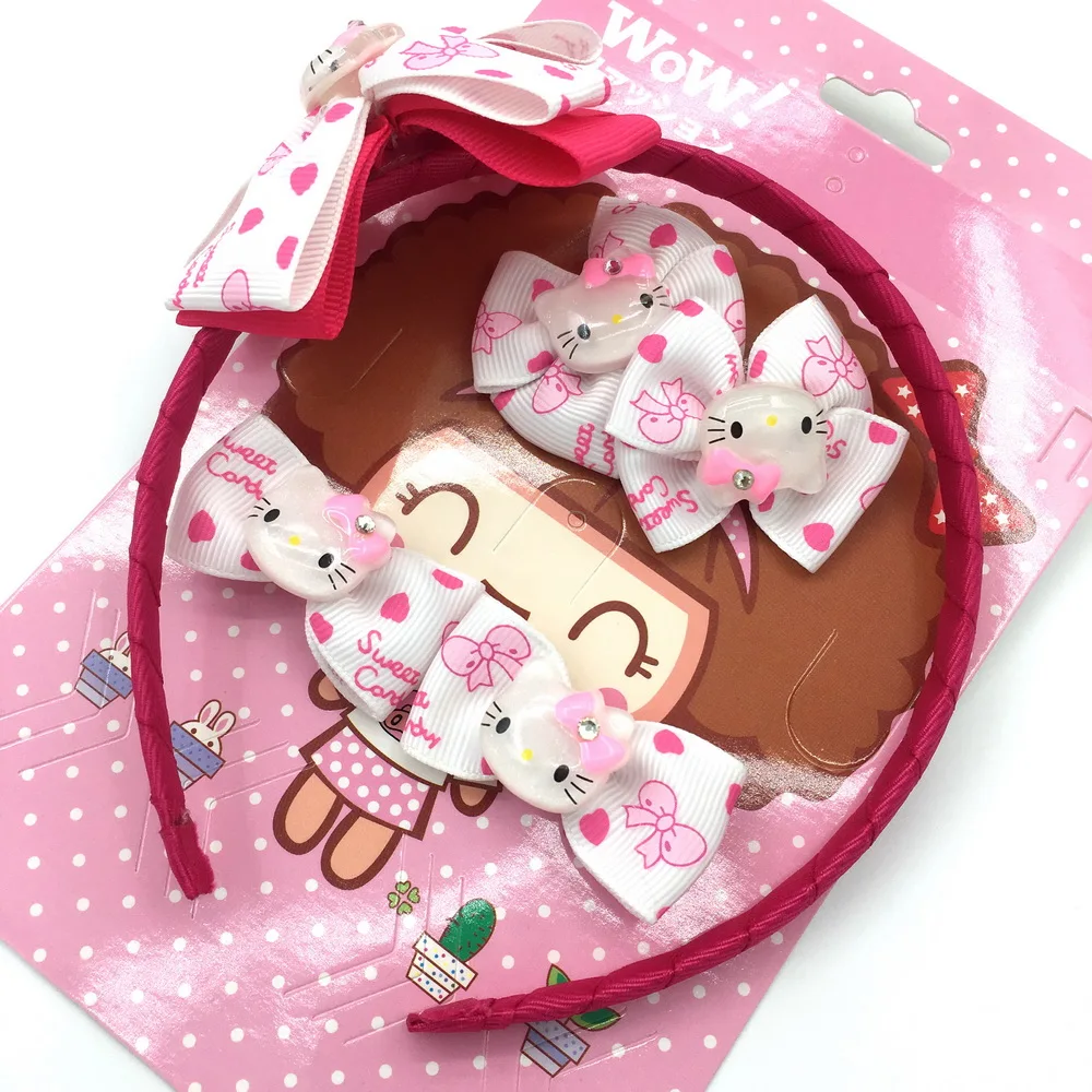 Бесплатная доставка 5 шт./компл. Hello Kitty Детская повязка на голову для девочек