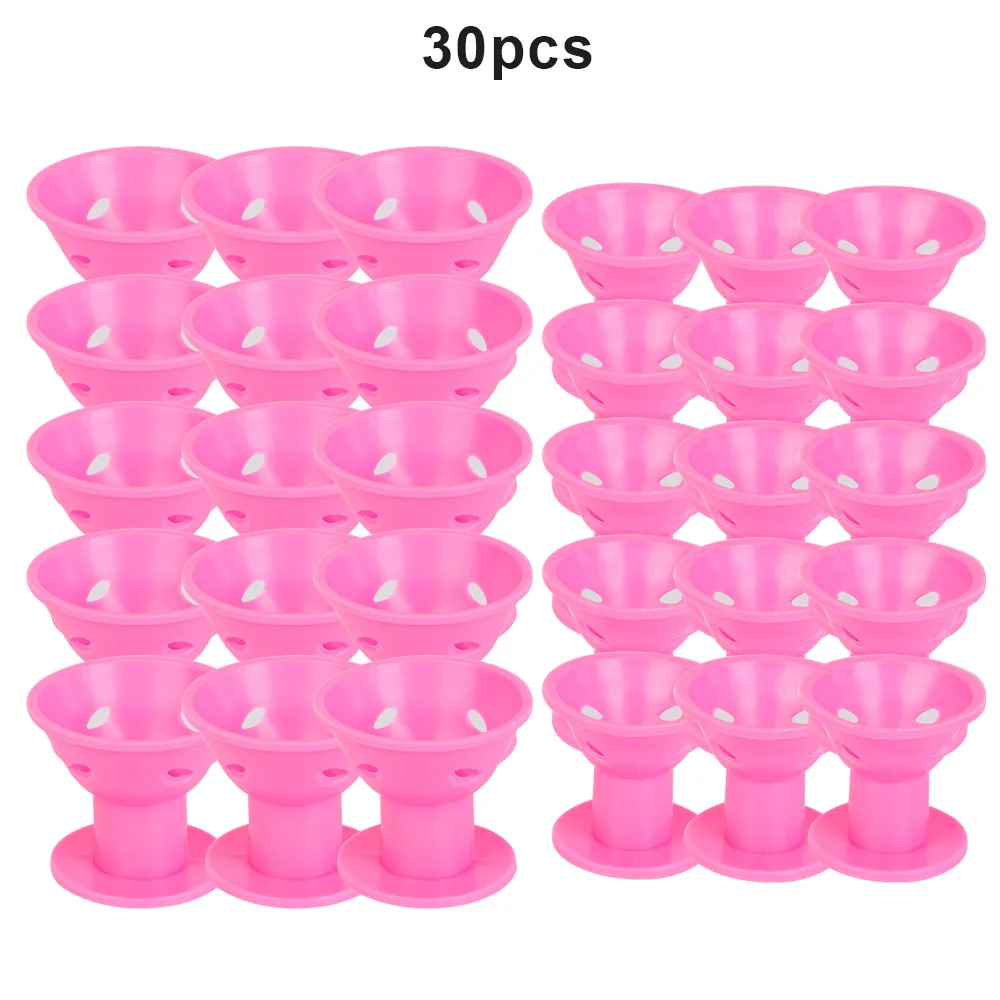 pink 15 big 15 small 10/20/30pcs/set Magic Hair Care Rollers for Curler Sleeping No Heat Soft Rubber Silicone Hair Curler Twist Hair Styling DIY Tool - Цвет: pink 15 big 15 small