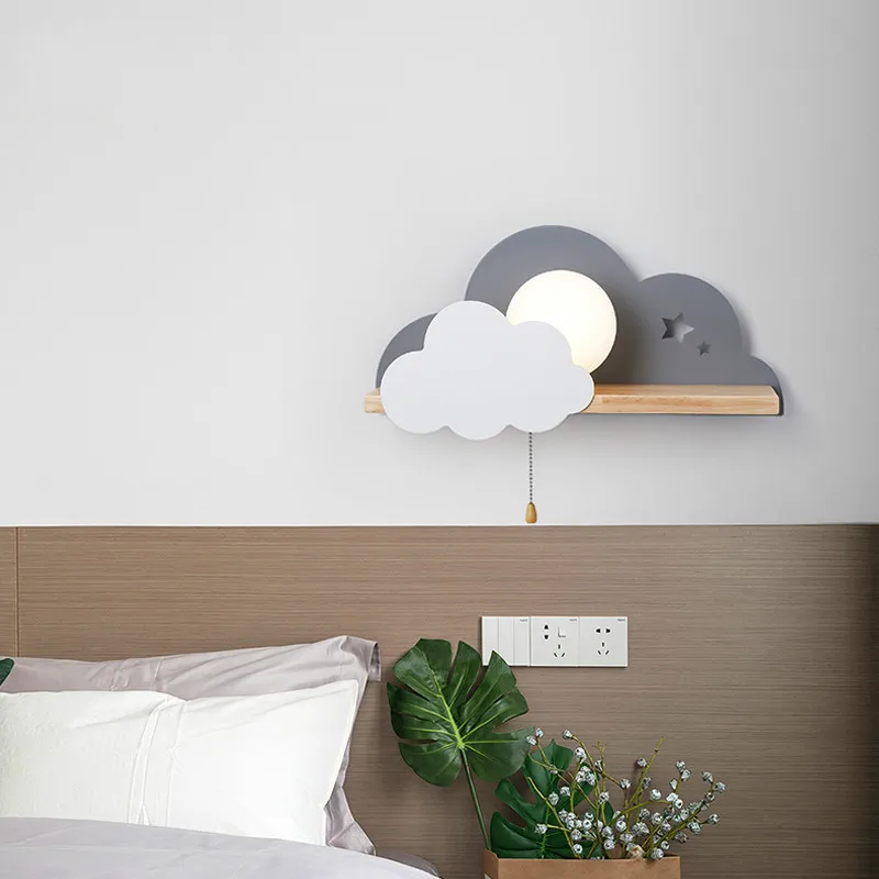 Детская светодиодная настенная лампа для спальни стеклянный абажур в форме