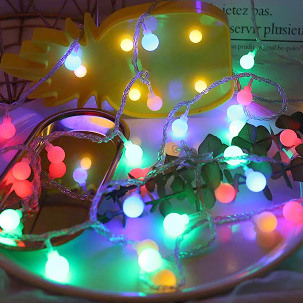 

6m 40 LED Colorful Lighting Ball String Lights Battery Powered Flashing Garland Fairy Lamp for New Year Wedding Holiday Decor