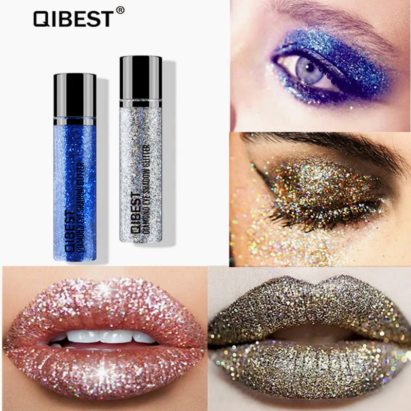 Палетка блестящих теней Qibest для век водостойкие металлические одноцветные тени
