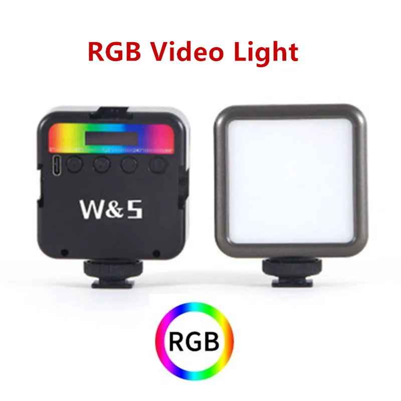 

W&S VL49 RGB Pocket LED Video Light Photography Fill Light 2500K-9000K Dimmable CRI95+ Built-in Battery with Cold Shoe Mounts