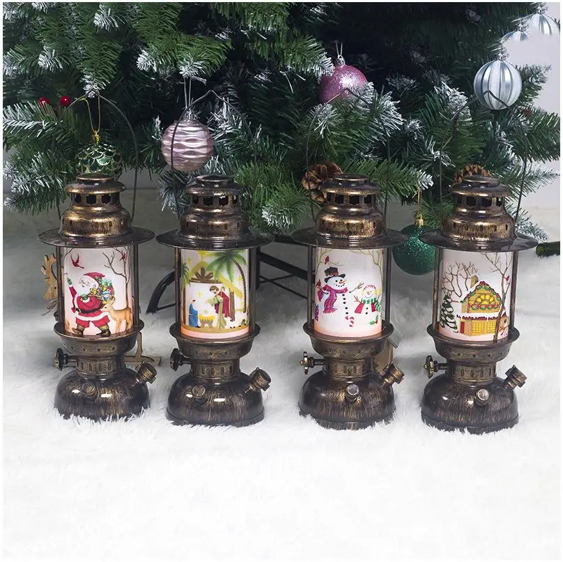 Рождественский светодиодный светильник в стиле ретро с изображением Санта