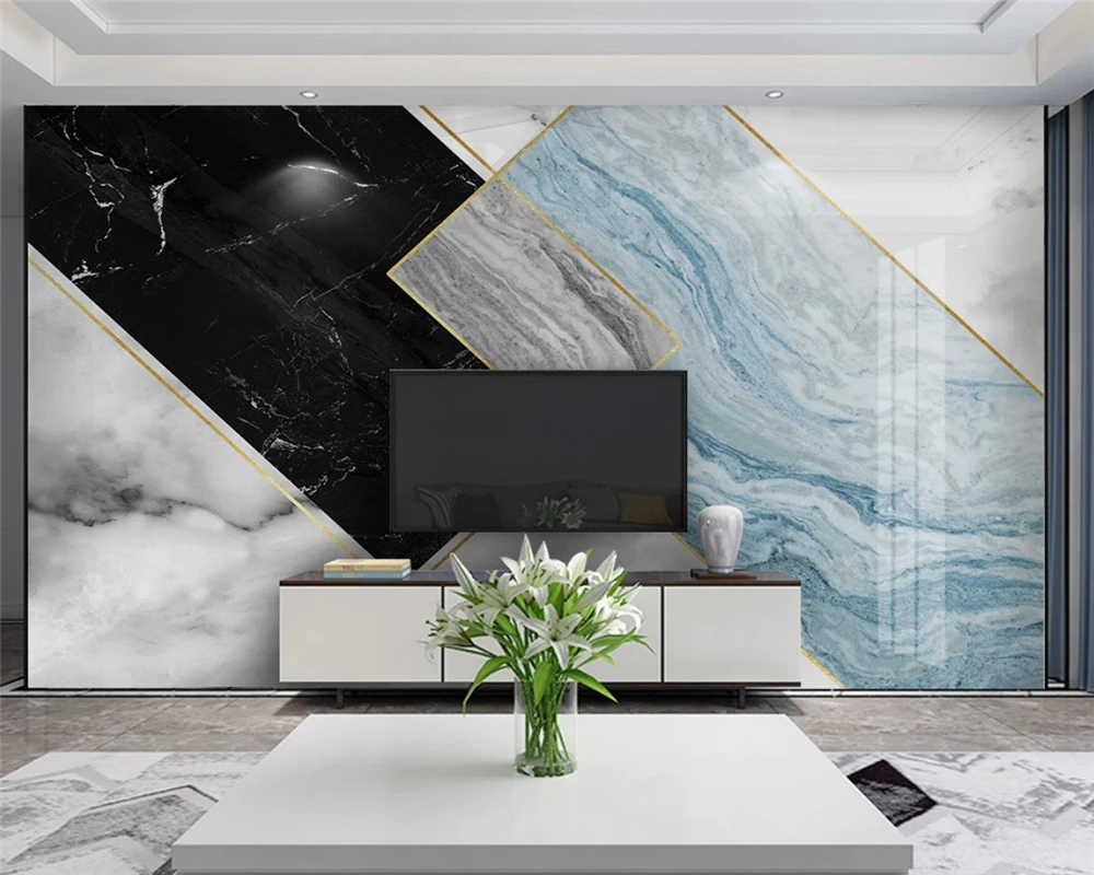 Beibehang пользовательские обои современный минималистичный черный белый синий