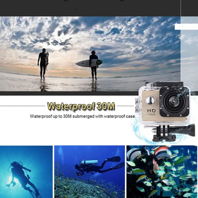 Купить 2021 Экшн-камера Ultra HD 1080P 12 МП 1,5 дюйма 32 Гб Водонепроницаемая профессиональная 30 м велосипедная мини DV видеозаписывающая камера на шлем Спорт...