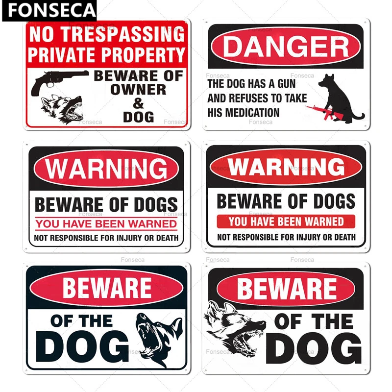 Остерегайтесь знака собаки Предупреждение ющий металлический знак охранный